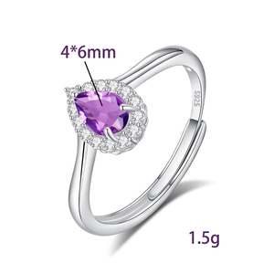 9 bagues ajustables simples en forme de goutte d'eau 4*6mm, topaze bleue taille poire, halo, argent sterling 925, bijoux anti-ternissement pour femmes - Product Image 6