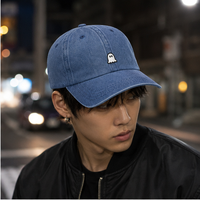 Casquette de baseball en jean souple, directement de l'usine, avec patch tissé fantôme, hydrofuge, pour la vente B2B aux vendeurs de streetwear, avec logo personnalisé
