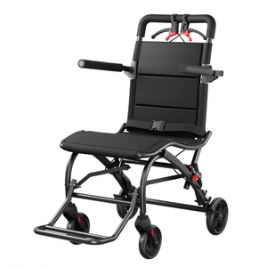 卸売価格 超軽量ポータブル旅行用車椅子 6インチソリッドホイール S字型シートクッション カーボンスチールフレーム 障害者向け - Product Image 2