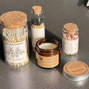 Boîte en verre avec logo personnalisé, boîte à bougies en bois bon marché, boîte de sécurité d'usine, bâtonnets de bougies, couleur hôtel, allumettes de luxe en vrac - Product Image 6