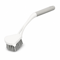 Brosse de nettoyage efficace à long manche avec tête triangulaire, brosse de récurage ergonomique pour cuisine, salle de bain, carrelage et joints