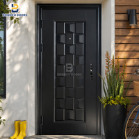 Porte extérieure résidentielle classique en panneau de bois grainé pour entrée de maison, villa, communauté et distributeur en gros – Porte de sécurité