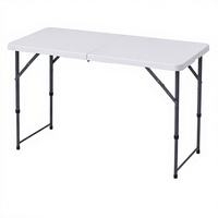 Table pliante moderne en polyéthylène, portable, pour l'extérieur, la maison, le camping, le bureau, avec structure en métal