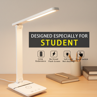 Lampe de bureau LED électrique en plastique minimaliste avec charge sans fil, flexible, multifonctionnelle, commande tactile, veilleuse pour lecture, 5V