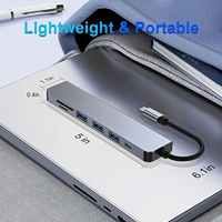 Adaptador USB C Hub 7 en 1, 4K HDTV, 100W PD, 3 USB-A, Lector de Tarjetas SD/TF, Estación de Acoplamiento USB C para PC, Laptop, MacBook