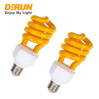 Lampe à économie d'énergie fluorescente compacte jaune Mosquito Killer Light Tube à économie d'énergie en spirale E27 E26 B22 Base 20W , CFL-YELLOW