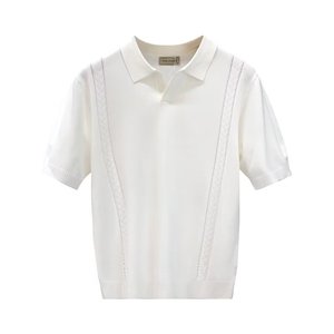 Polo de Manga Corta para Hombre, Tejido Fino de Seda de Hielo, Blanco y Negro, Cuello Camisero, Estilo Casual, Nuevo Modelo 2024 - Product Image 5