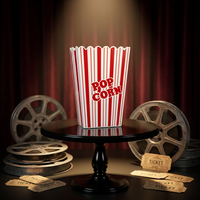 Seau à popcorn et à collations en plastique carré écologique de 2,65 L, qualité alimentaire, avec logo couleur imprimable, emballage recyclable en boîte