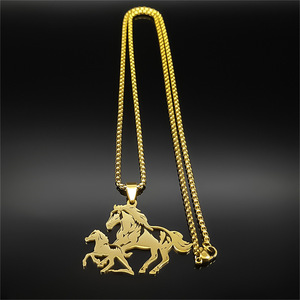 Diseño hueco de acero inoxidable Animal corriendo caballo collares Hip Hop caballo grande con <span class=keywords><strong>Pony</strong></span> colgante collar para Mujeres Hombres joyería - Product Image 4