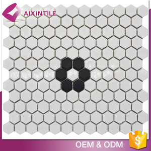 Color blanco y negro forma <span class=keywords><strong>hexagonal</strong></span> de cerámica mosaico de baldosas - Product Image 4