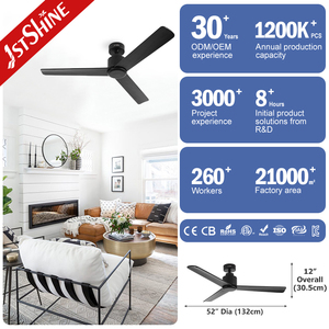 Ventilador de techo con 3 aspas de madera para hotel, ventilador de techo moderno de lujo de 52 pulgadas, elegante, 30w, 110v o 220v, motor de CC, 1 unidad - Product Image 3