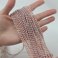 Perles de culture d'eau douce naturelles de haute qualité, grade AAA/AA, en forme de riz, de 3-4 mm, violettes, pour la confection de bijoux