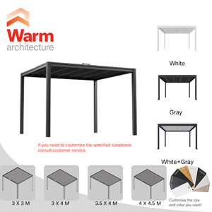 Wandgemonteerde/vrijstaande <span class=keywords><strong>pergola</strong></span> met op maat gemaakte LED-verlichting, elektrische motor en lamellen-zonnescherm paviljoen - Product Image 5