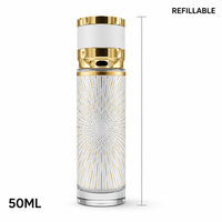 Flacon de parfum vide personnalisé 250 ml, flacon en verre cylindrique blanc avec bouchon à bande dorée, luxe, rechargeable, vente en gros