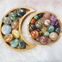 Esferas de cristal Natural Palmstone, placa de madera con forma de Luna para decoración del hogar, venta al por mayor