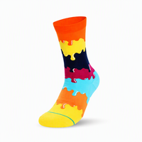 Chaussettes de sport athlétiques personnalisées en jacquard, motif dessin animé, motif peinture goutte à goutte, colorées, streetwear