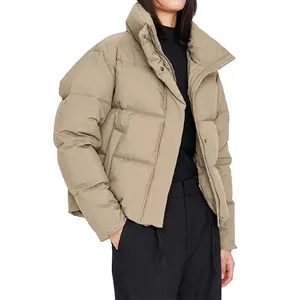Pabrik wanita mewah hangat parka pakaian luar mantel katun jaket tahan angin berlapis katun mantel musim dingin wanita
