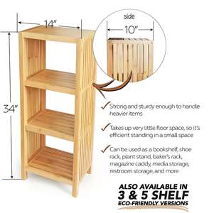 رف تخزين من الخيزران مكون من <span class=keywords><strong>4</strong></span> طبقات قائم بذاته مخصص للتنظيم - Product Image 6
