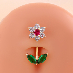 5pcs डेन्टी तितली फूल हृदय डांगले आभूषण 14 ग्राम सोने की प्लेटेड स्टेनलेस स्टील जिरकॉन क्लिकर नाभि उपहार - Product Image 6