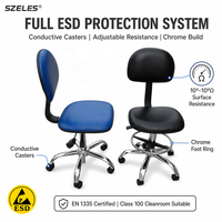 ESD chaise de salle blanche antistatique réglable en cuir PU avec repose-pieds mobilier Commercial de laboratoire