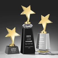 Trofeo de Cristal K9 con Estrella Dorada y Logotipo Personalizado al por Mayor, Premio de Honor Personalizado para Competencias, Trofeo de Honor Empresarial, Regalo