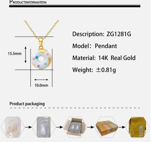 Neuheiten 1000S AU585 Schmuck 14K Massivgold Donut-Anhänger Halskette 14k Echtgold Trendiger Stil Von Drittanbietern Zertifiziert - Product Image 6