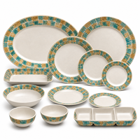 Service de vaisselle complet en mélamine pour la famille, pour les repas quotidiens et la mise en place de la table de cuisine