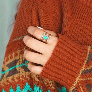 Bague vintage turquoise <span class=keywords><strong>style</strong></span> western, manchette ajustable Emily avec concho et motif Squash Blossom, <span class=keywords><strong>style</strong></span> <span class=keywords><strong>bohème</strong></span>, pour <span class=keywords><strong>mariage</strong></span> ou cadeau - Product Image 2
