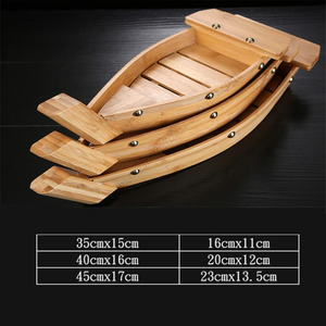 Wholesale SQ10 Tableware Japanese Sushi Boats Restaurant Sashimi Platter Decoration Natural Wooden Boat - Product Image 3