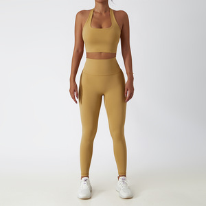 Ensemble de vêtements de sport pour femmes avec logo personnalisé, soutien-gorge de sport sexy à bretelles, veste de yoga à manches longues, vêtements de fitness pour la salle de sport - Product Image 3