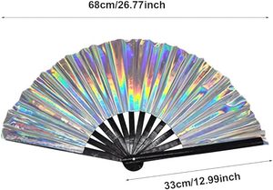 Abanicos de Bambú Pintados con Diseño Holográfico para Mujeres, Abanicos Plegables Grandes para Regalos Empresariales, Festivales, Decoración del Día del Orgullo - Product Image 2