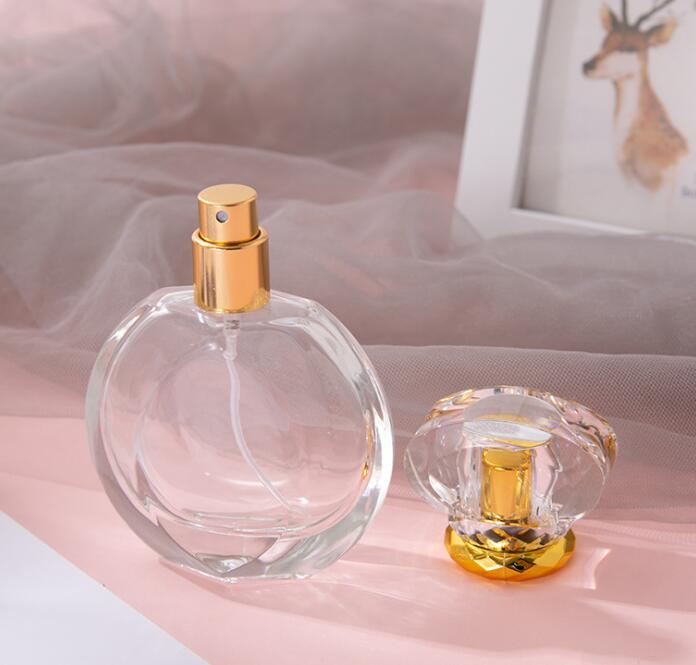 SGS Round Transparent Perfume Bottle 50ml 60ml Glass Cologne Bottles
