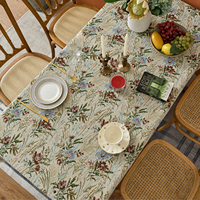 Nappe rectangulaire à motif floral rétro, nappe florale en tissu épais pour mariage et dîner