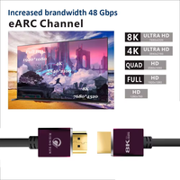 Câble UHD Slim 8K avec boîtier métallique 6ft/10ft 2.1 pour 48 Gbps pour PS5/PS4, moniteur et lecteur DVD