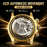 BT Neue Drei-Augen-Uhr mit Grünem Zifferblatt 40mm Hochwertige Mechanische Uhr mit 4131 Uhrwerk