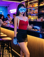 Gants lumineux LED et lunettes lumineuses rechargeables clignotantes pour hommes, en coton, pour spectacle scénique, DJ, fête, performance