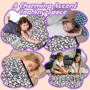 Juego de mantas de graffiti personalizables con 24 marcadores lavables, manta de terciopelo suave reutilizable para colorear, decoración para el hogar, dormitorio, niños y adultos - Product Image 3