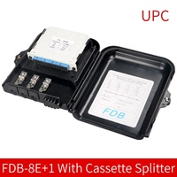 Kotak Terminal Akses Fiber 8 Core NAP ODP FTB FTTH 3 Inlet dengan Splitter Pigtail PLC 1:8 Hitam Putih