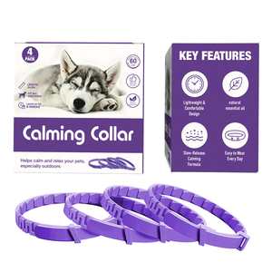 Collier apaisant pour chiens, lot de 4, formule à libération lente d'huiles essentielles naturelles cliniquement prouvées, soulagement de l'anxiété, convient à toutes les tailles, <span class=keywords><strong>60</strong></span> jours - Product Image 1
