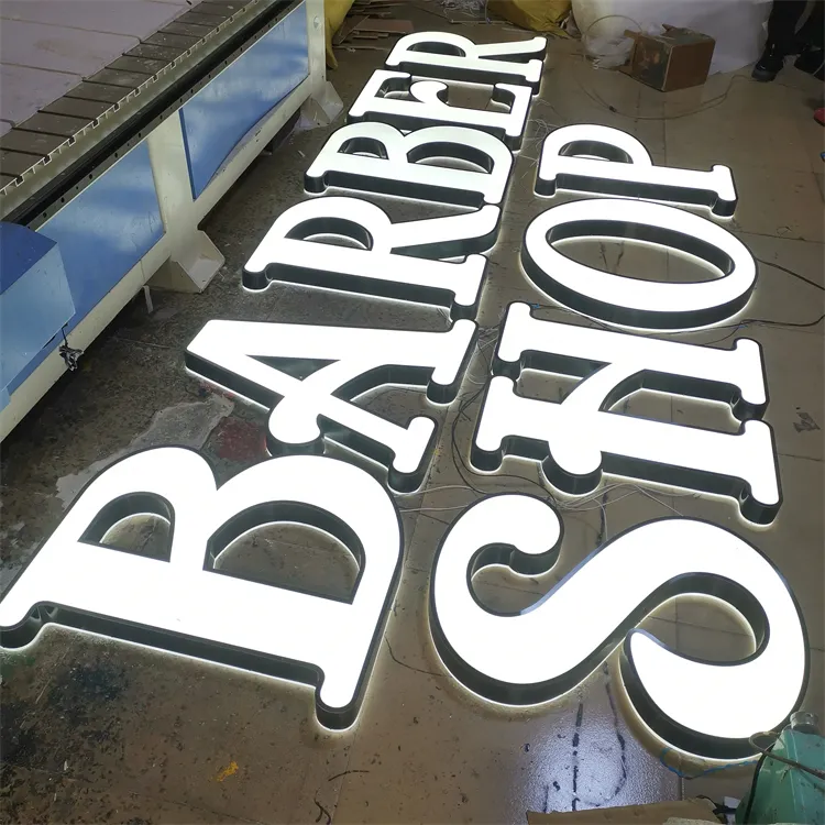 Custom Led acrilico lettere chiare barbiere nome negozio parrucchiere lettere Led Business Channel lettera Sign