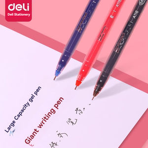 Deli A116 kualitas tinggi Juneng Gel pena biru 12 + hitam 12 pena siswa pena 0.5mm penuh jarum tabung cepat kering - Product Image 4