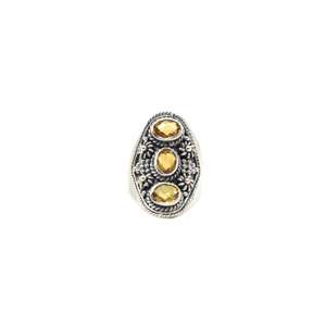 925 Sterling Silver Three Stone Citrine Ring Handmade Antique Fine Jewelry Natural Gemstone Oval Cut Diamond <b>Weddings</b> Party - Product Image 1