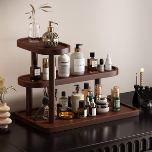 Solid Wood <b>Desktop</b> Cosmetic Organizer 3 Tier Storage Rack For Skincare Perfume Makeup Display <b>Shelf</b> - Product Image 1
