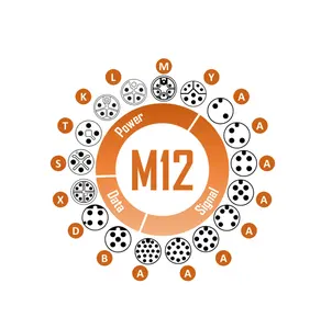 M12 bir kod erkek kadın lehim kupası su geçirmez sensör M12 dairesel konnektör
