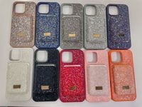 Coque de téléphone tendance de luxe plaquée diamant, tendance, pour 11-17 Pro, en matériau PC antichoc, avec porte-cartes magnétique