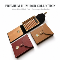 Humidor à cigares en cuir de style européen, mini, portable, avec hygromètre, cadeau pour homme, capacité de 8 à 10 cigares