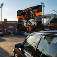 Drapeau de fenêtre de voiture personnalisé avec logo de club, mât en plastique, polyester durable et écologique, drapeau national, design personnalisé, événement sportif