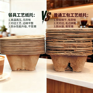Support jetable en pulpe pour gobelets à café, à deux ou quatre trous, base de voyage biodégradable en papier pour boissons, plateau simple ou double pour gobelets - Product Image 4