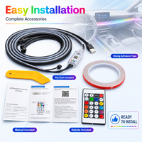 Kit de Tiras LED RGB para Interiores y Exteriores de Automóviles, Cinta de Luz Flexible para el Tablero, Puertas, Reposapiés, SUV, Sedán, Camioneta, Ajuste Universal