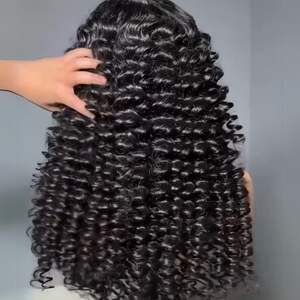 Pelucas Bob largas rizadas negras para mujer, pelucas brasileñas crudas 4x4 con frente de encaje para corte Pixie, pelucas de cabello humano al por mayor - Product Image 1